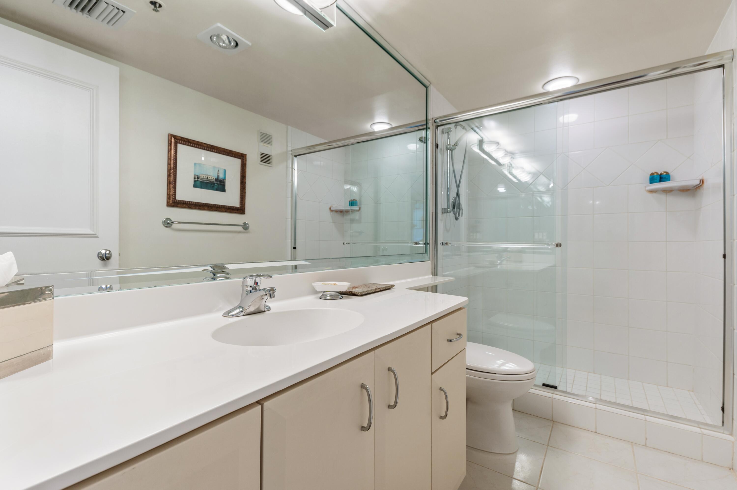 4748 South Ocean Boulevard, Unit 802 Highland Beach, FL 33487 - Photo 13 of 27 a bathroom with a sink toilet and shower
