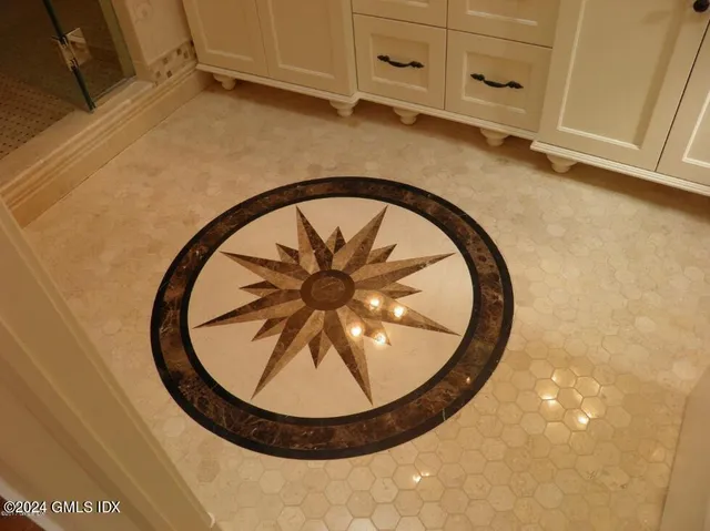 a view of a livingroom with a chandelier