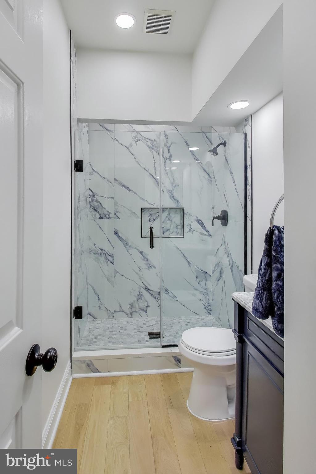 16702 Gooseneck Terrace Olney, MD 20832 - Photo 23 of 65 a bathroom with a granite countertop sink toilet and shower