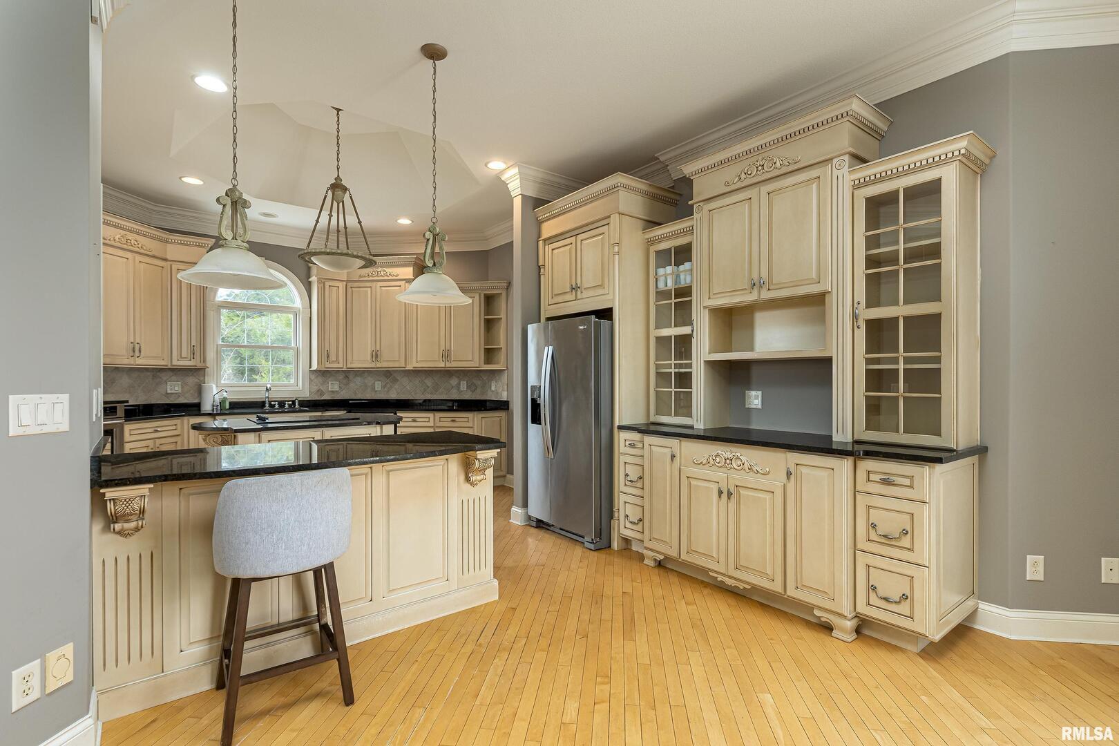 3115 West Striegel Road Carbondale, IL 62901 - Photo 11 of 54 a kitchen with stainless steel appliances granite countertop a sink and a wooden floor