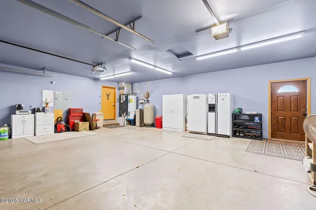a view of a garage with furniture