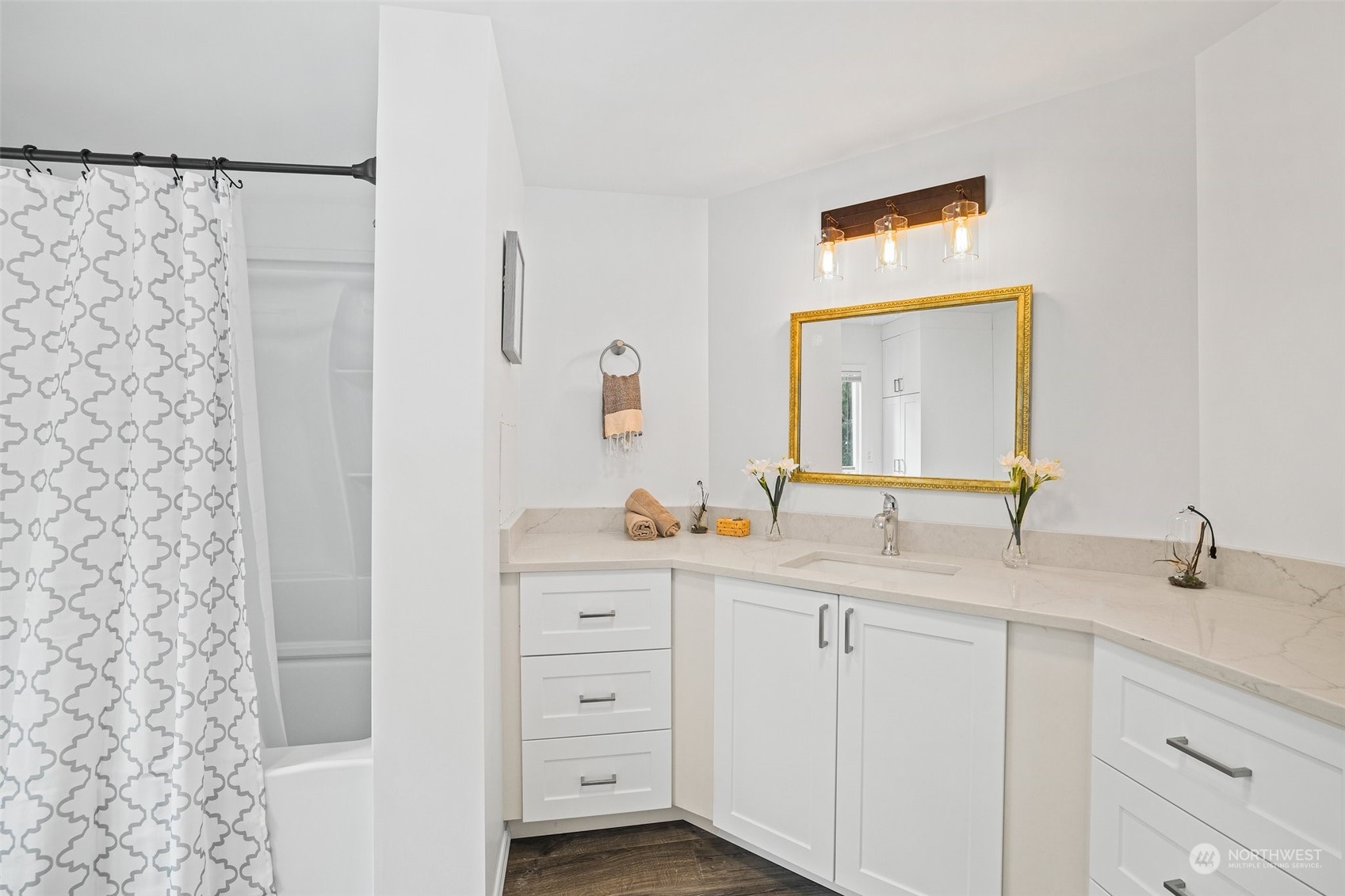 12031 2nd Drive Southeast Everett, WA 98208 - Photo 17 of 27 a bathroom with a granite countertop sink and a mirror
