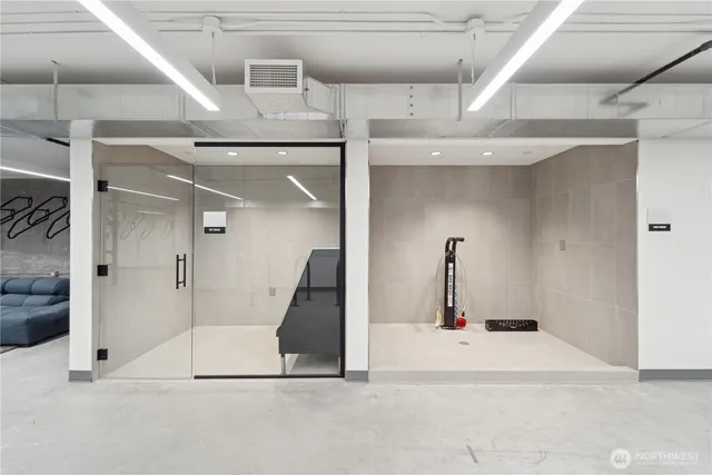 a view of a room with gym equipment