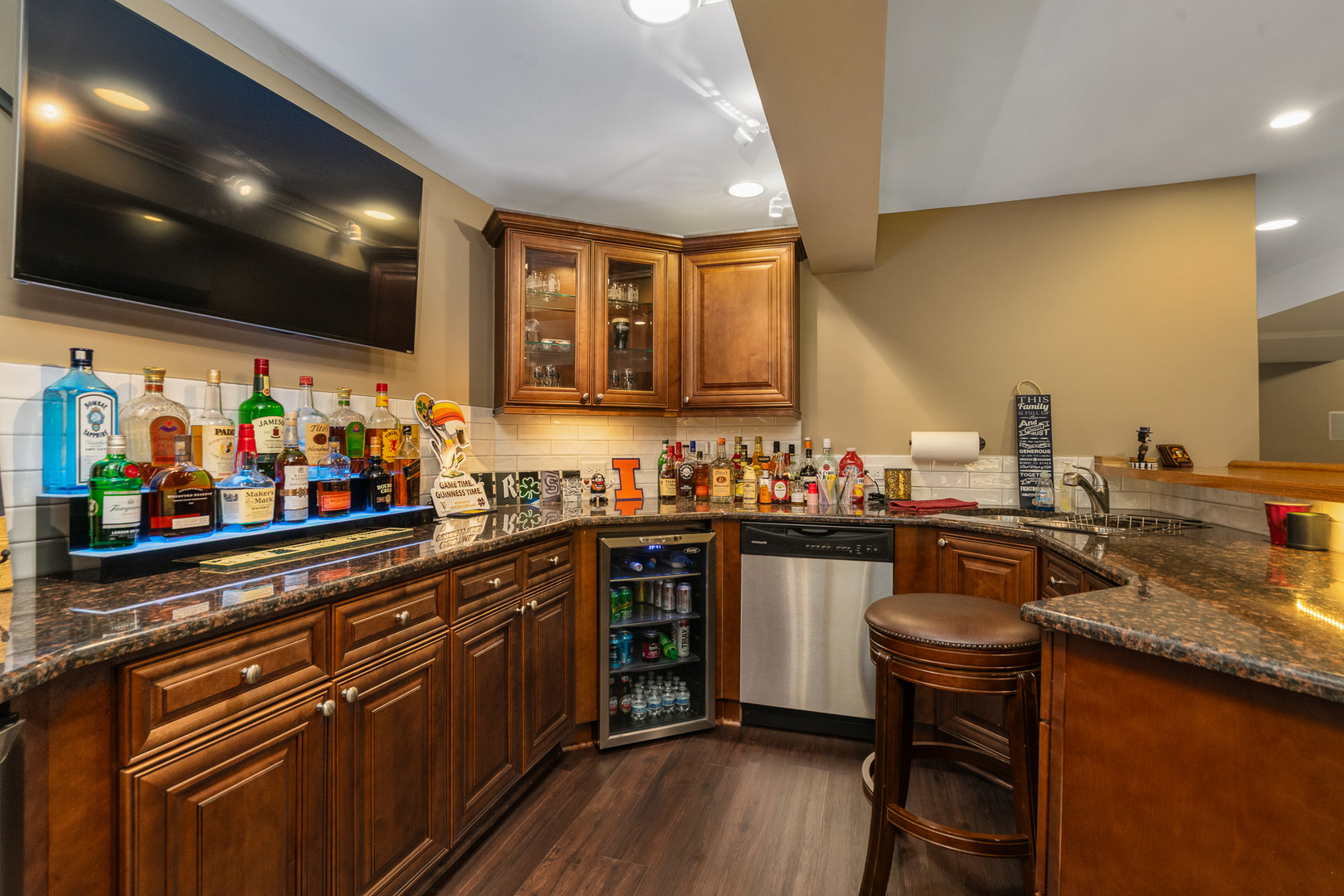 17621 Harper Road Tinley Park, IL 60487 - Photo 35 of 67 a kitchen with lots of counter top space and wooden floor