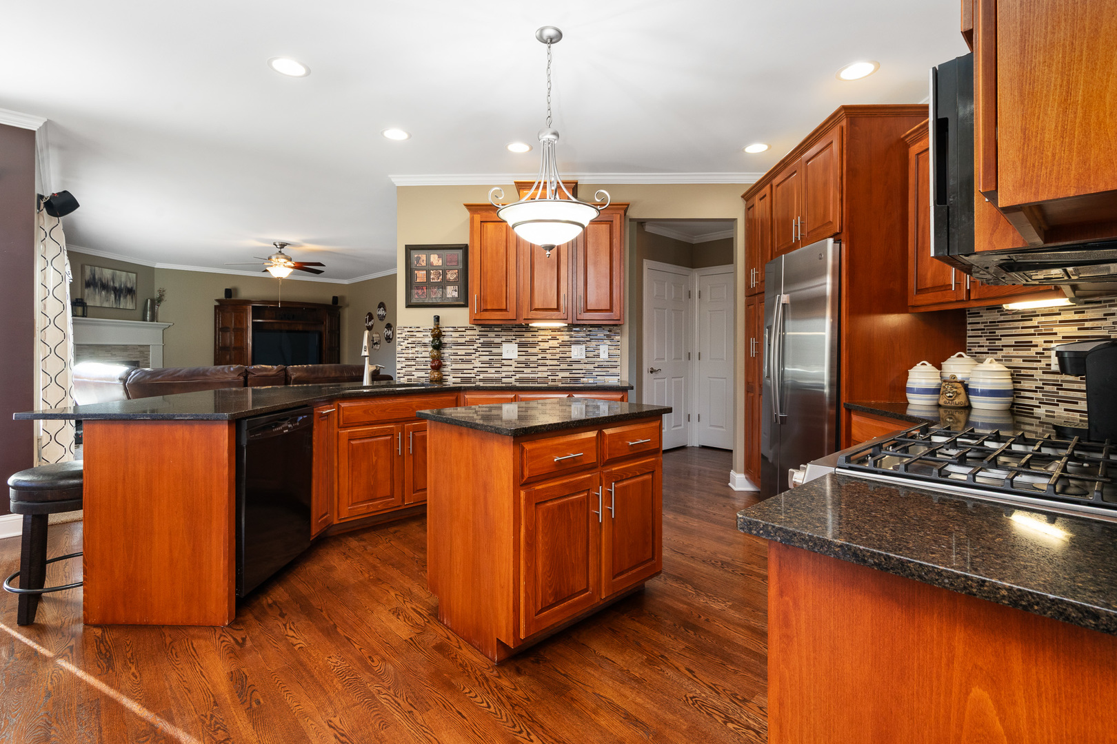 17621 Harper Road Tinley Park, IL 60487 - Photo 9 of 67 a kitchen with stainless steel appliances granite countertop a stove a sink dishwasher and a refrigerator