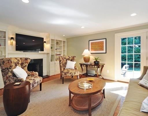 8 Edmonds Road Concord, MA 01742 - Photo 29 of 36 a living room with furniture a flat screen tv and a fireplace