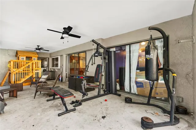 a view of a room with gym equipment