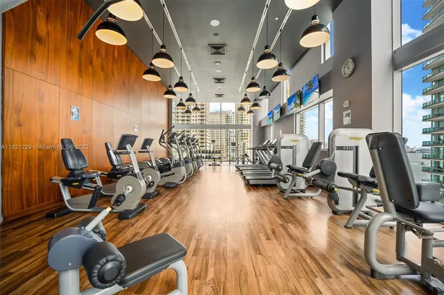 a view of a room with gym equipment