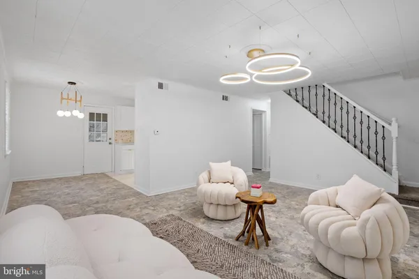 a living room with furniture