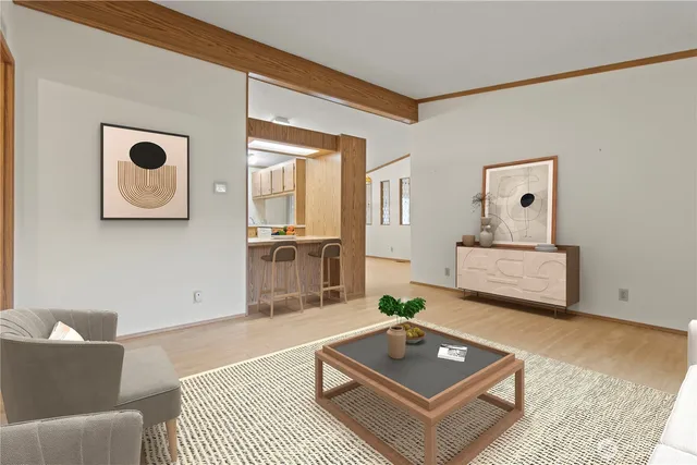 a living room with furniture