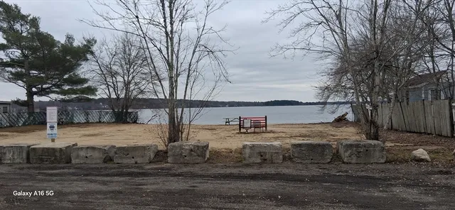 a view of a yard with an trees