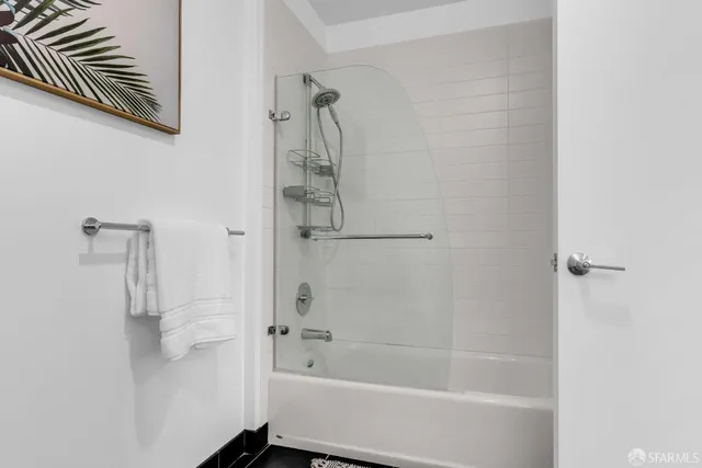 a bathroom with a bathtub