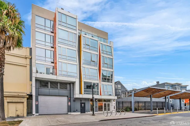 a front view of a multi story building