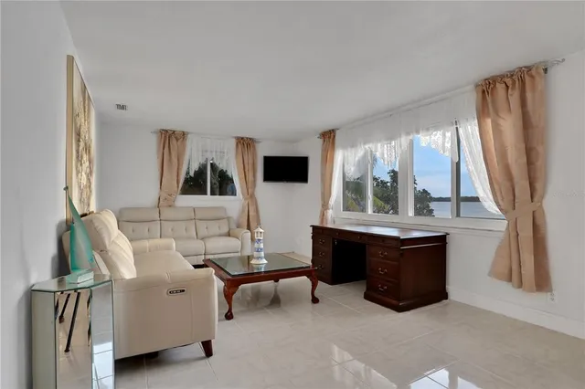 a view of a yard with potted plants