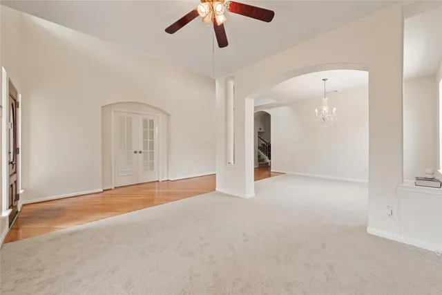 an empty room with windows