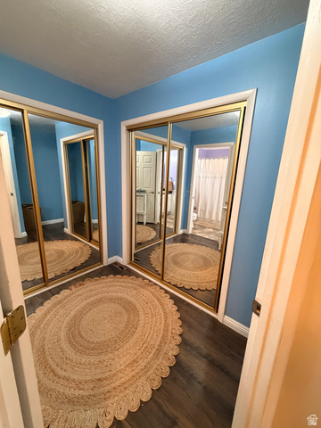 110 South 200 East Springville, UT 84663 - Photo 14 of 23 Unfurnished bedroom featuring dark wood-type flooring and a textured ceiling