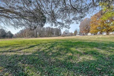a backyard of a house with lots of green space and trees