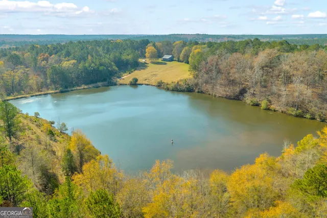 a view of a lake with a mountain