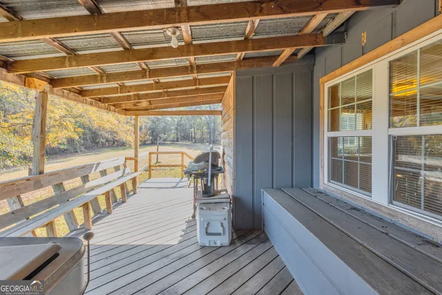 a view of a lake with a yard