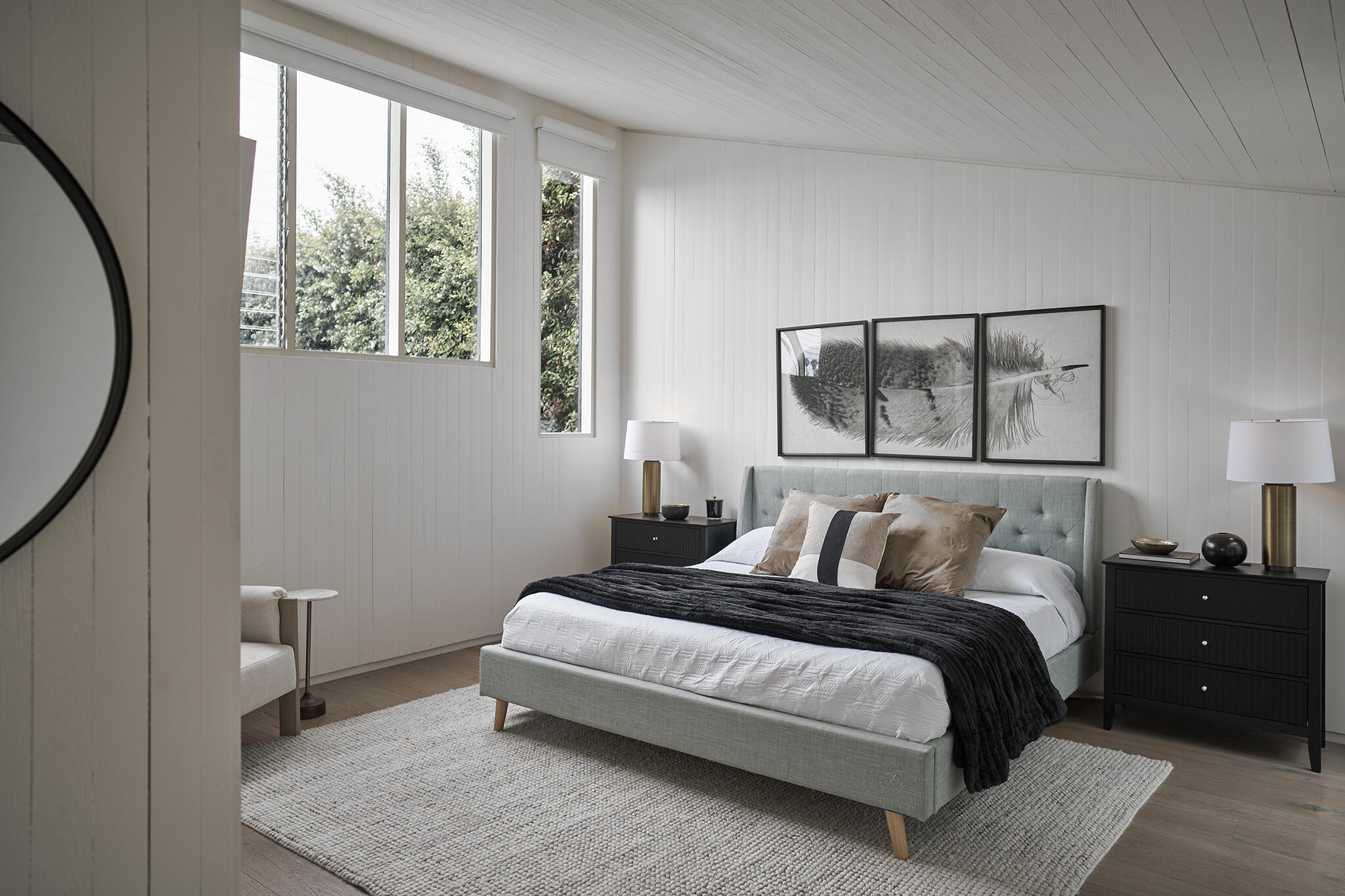 180 Hermosillo Road Montecito, CA 93108 - Photo 27 of 56 a bedroom with a bed lamp and a window