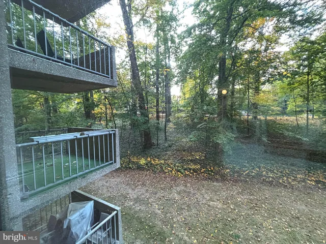 a view of a chair and table in the backyard