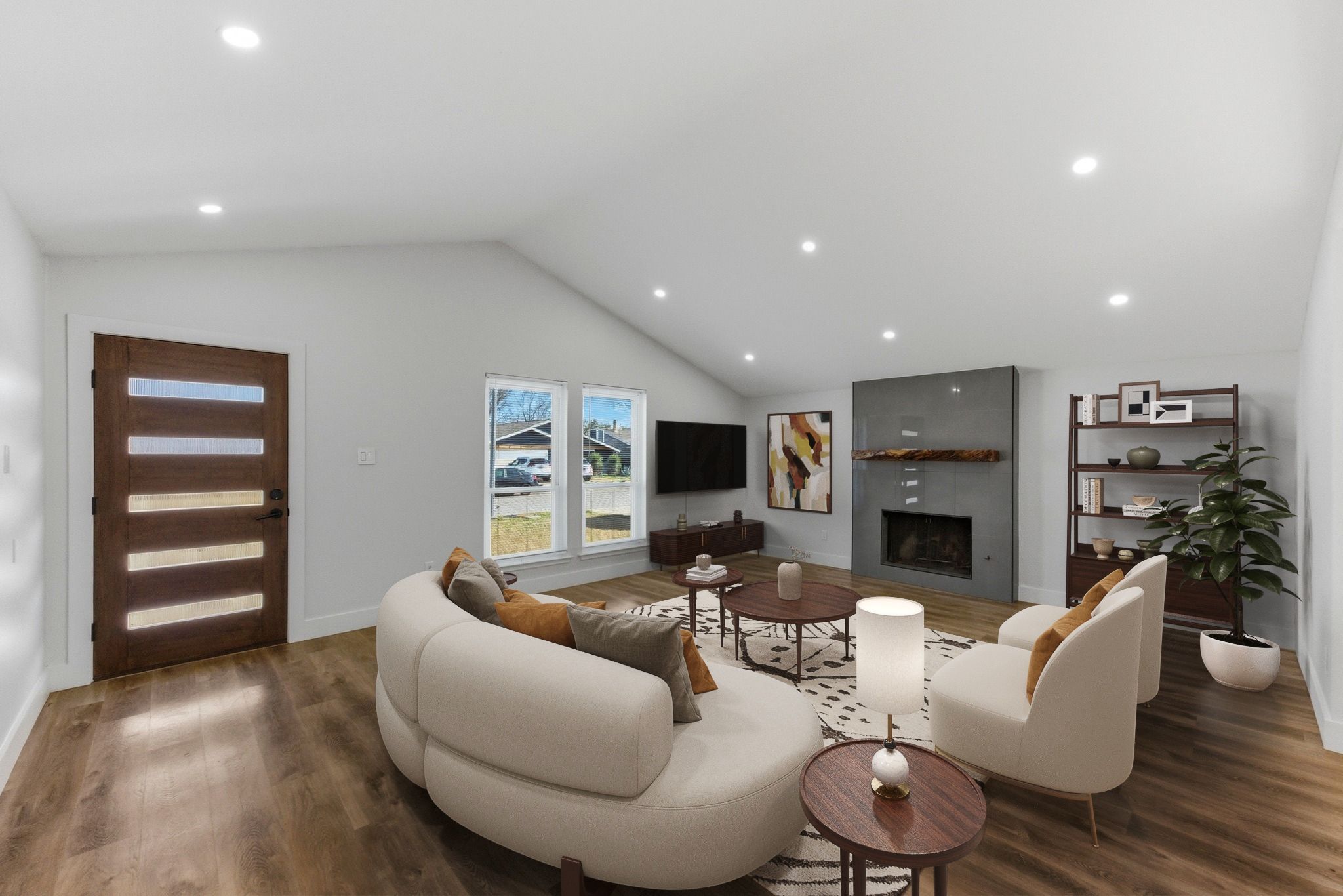 3817 Leafield Drive Austin, TX 78749 - Photo 3 of 31 a living room with furniture a fireplace and a flat screen tv