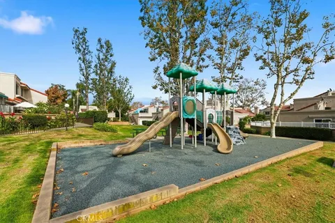 a view of a park with slide