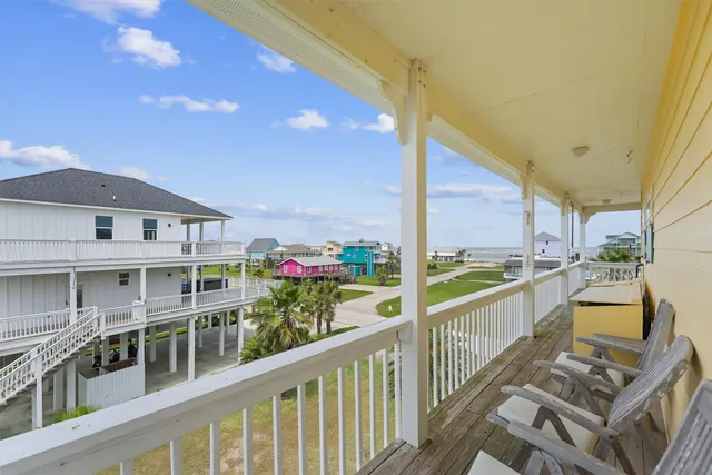 a view of a city from a balcony