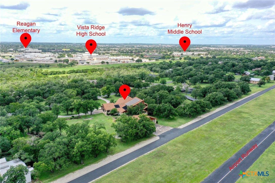 700 Breakaway Road Cedar Park, TX 78613 - Photo 32 of 38 Aerial view of house from runway showing location of schools