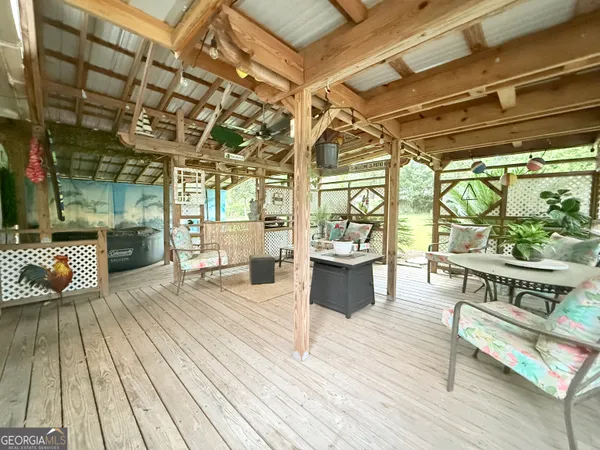 a view of a balcony with an outdoor space
