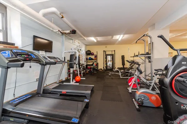 a view of a room with gym equipment