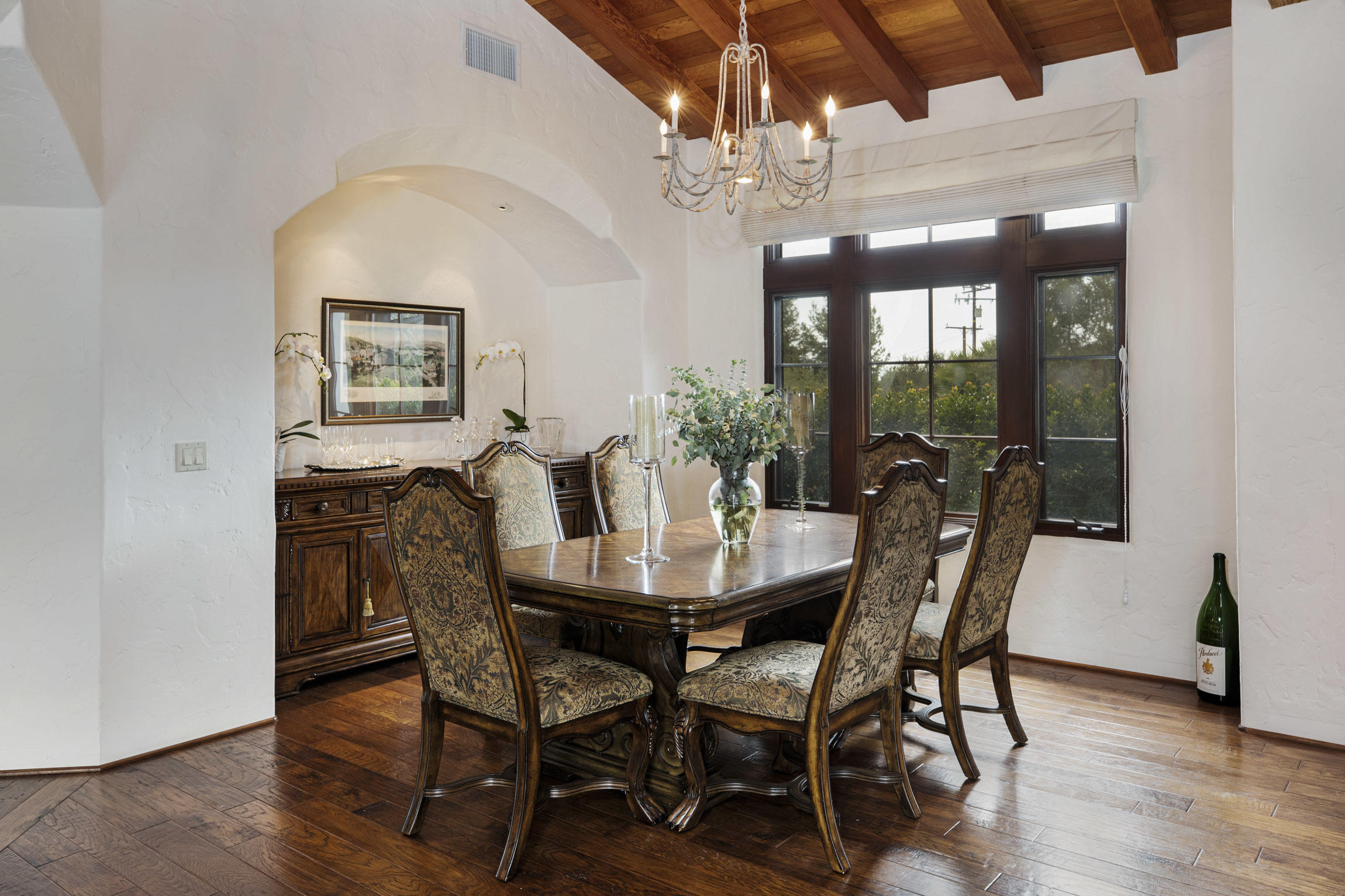 615 Hot Springs Road Montecito, CA 93108 - Photo 8 of 23 a view of a dining room with furniture window and wooden floor