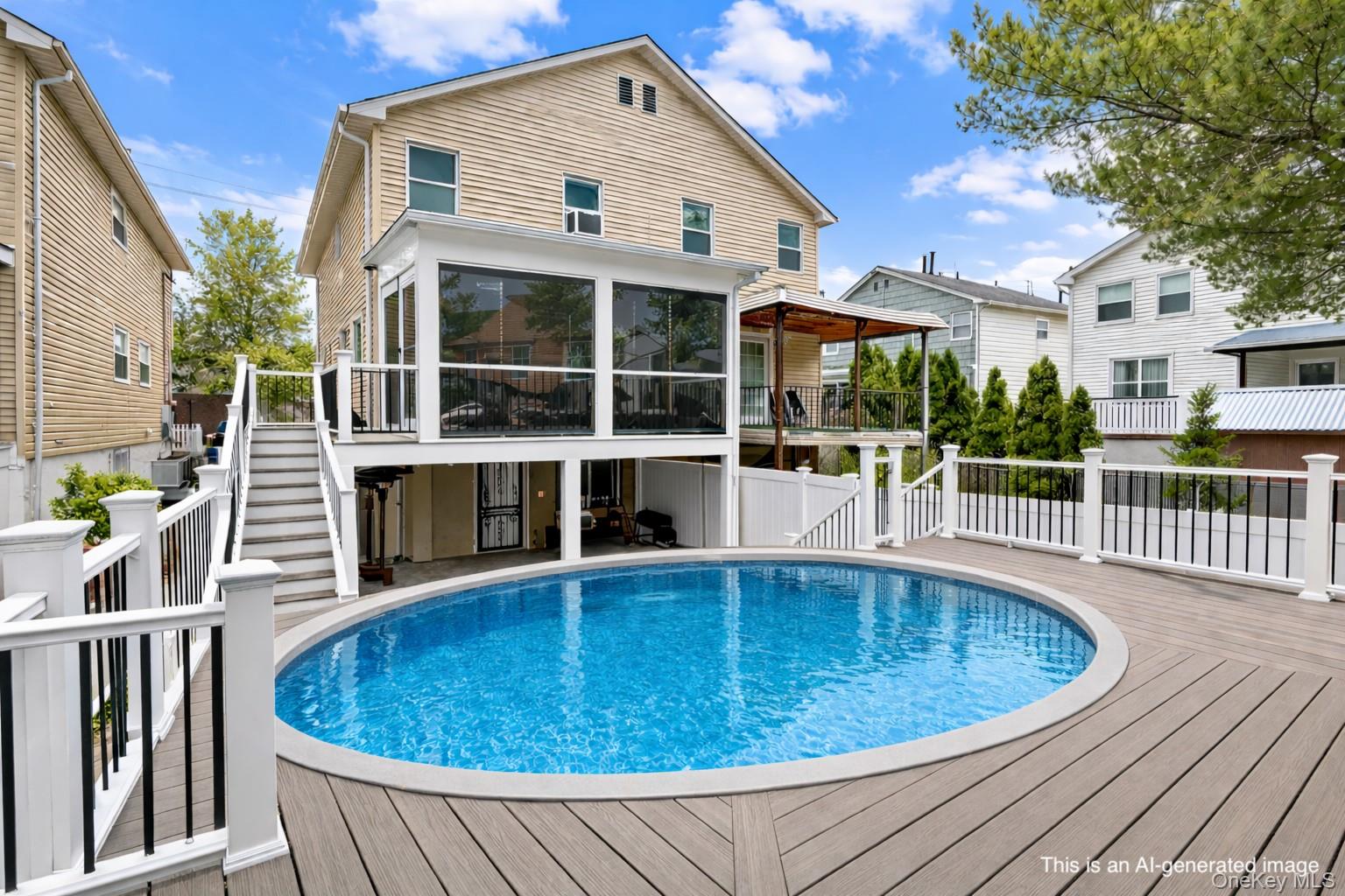 1663 Waring Avenue Bronx, NY 10469 - Photo 29 of 34 a view of a house with a swimming pool and sitting area