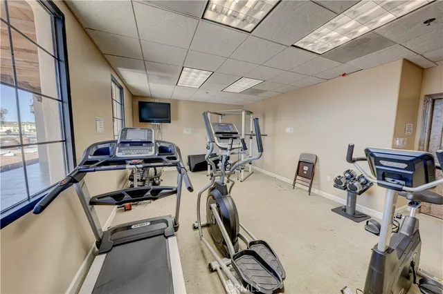 a view of a room with gym equipment