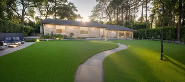 a view of a house with a yard potted plants and a tree