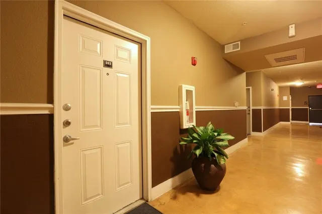 a front view of a building with entryway