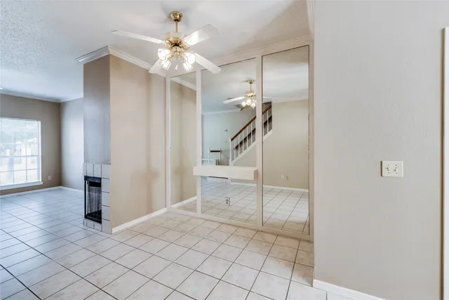 a view of an empty walk in closet
