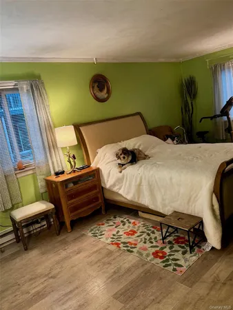 a bed room with a bed and a television