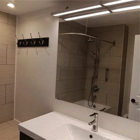 a bathroom with a bathtub
