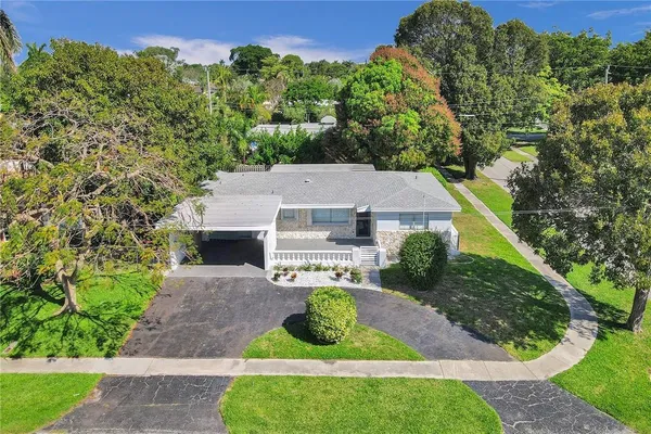 an aerial view of a house