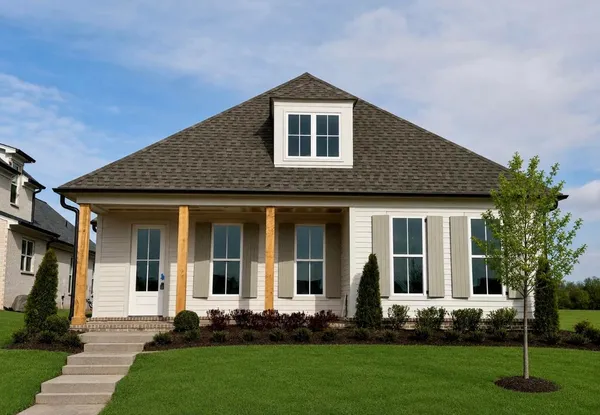 a front view of a house with a yard