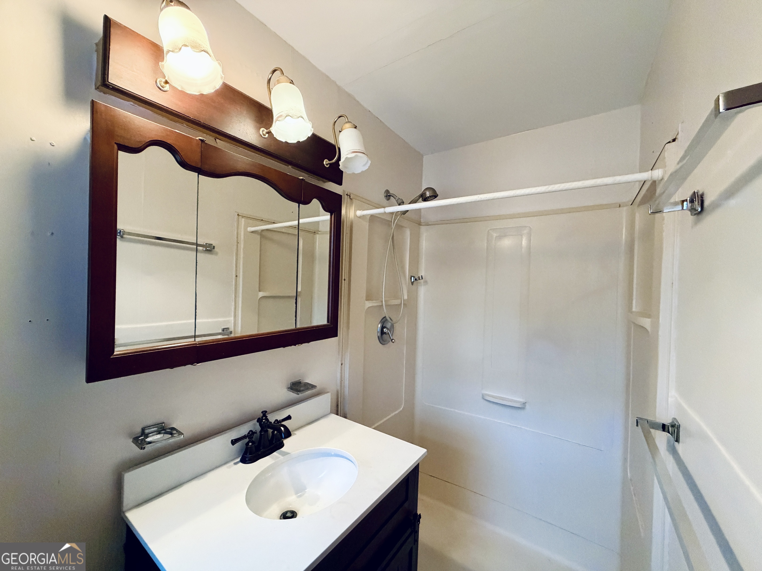43 Sycamore Drive Toccoa, GA 30577 - Photo 14 of 22 a bathroom with a sink mirror and a shower