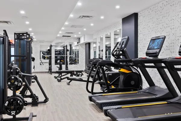 a view of a room with gym equipment