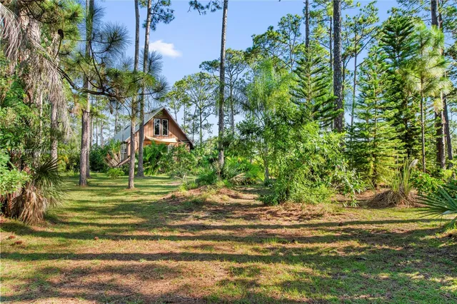 a backyard of a house with lots of green space