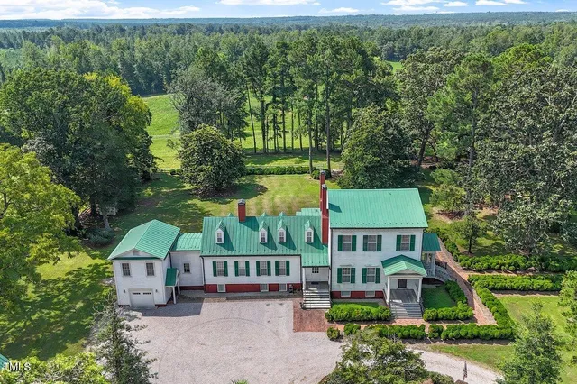 an aerial view of a house