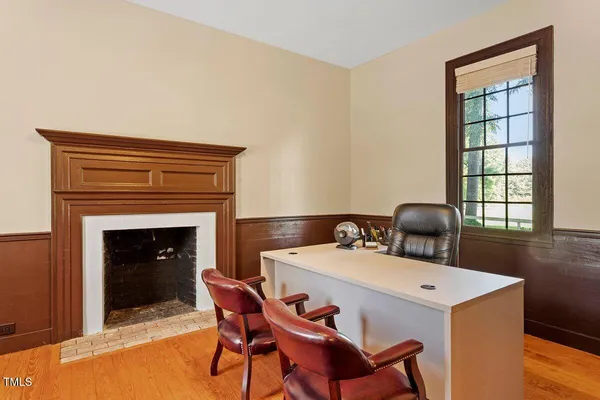 a view of a garden with an outdoor space