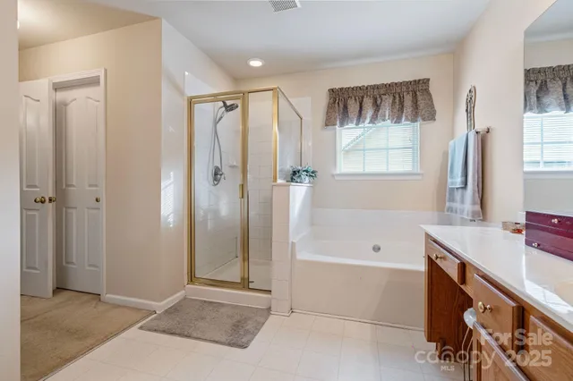 a bathroom with a tub shower and sink