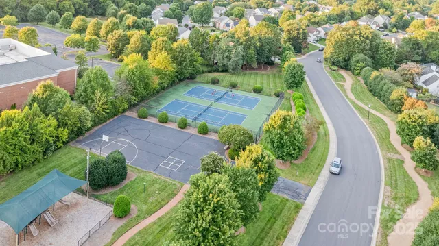 an aerial view of a house