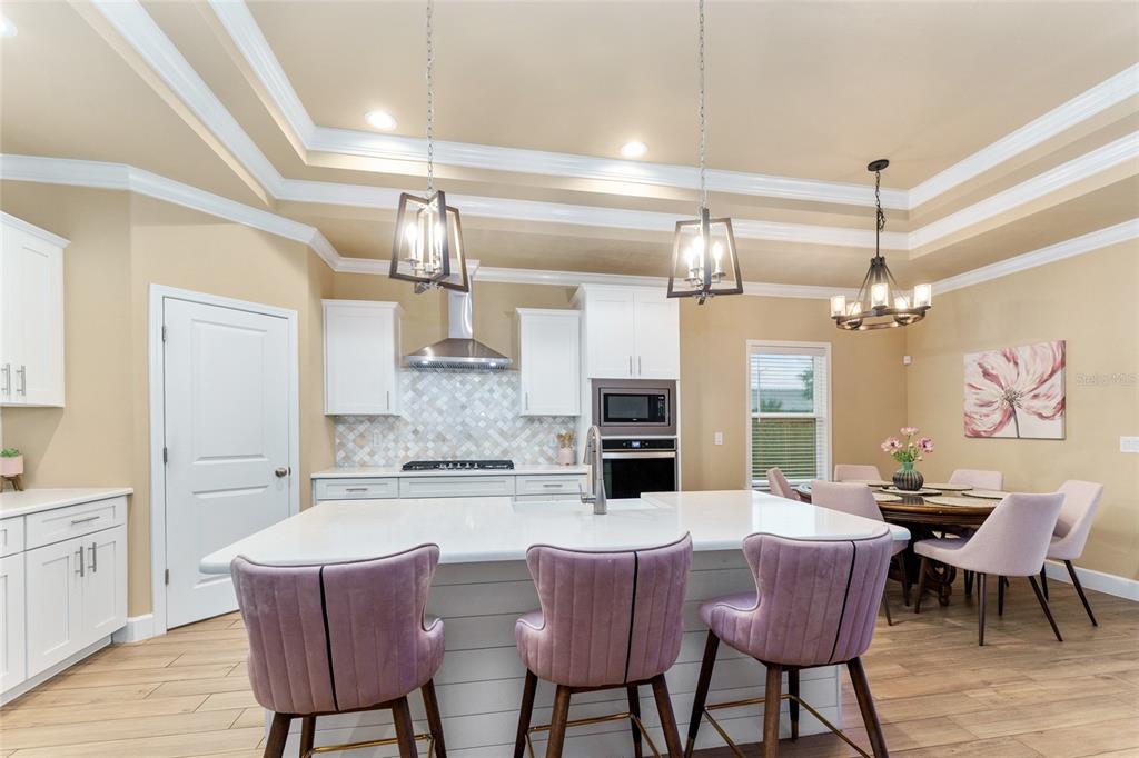 1788 Southwest 67th Circle Gainesville, FL 32607 - Photo 10 of 49 a kitchen with stainless steel appliances kitchen island granite countertop a dining table chairs and a refrigerator