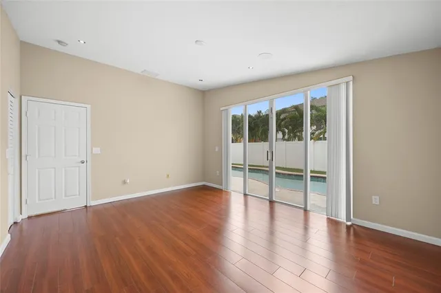 a view of an outdoor space and swimming pool